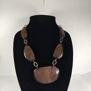 Large Rounded Jointed Statement Flat Bead Silver Tone Necklace Fashion Jewelry